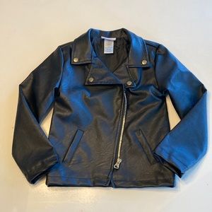 Girls Black Faux Leather Jacket, size 6